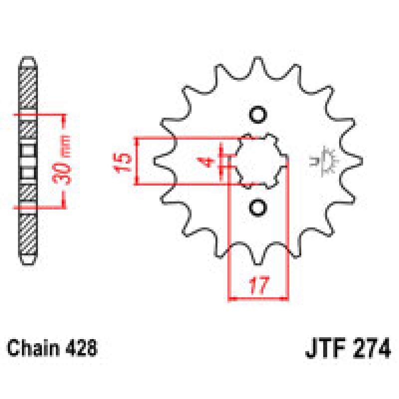 Купить Звездочка передняя JT Sprockets (шаг 428 ) JT JTF274